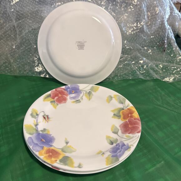 Set of 5 Corelle Floral Summer Blush 7" Dessert Salad Bread Plates Pansies - Picture 2 of 2